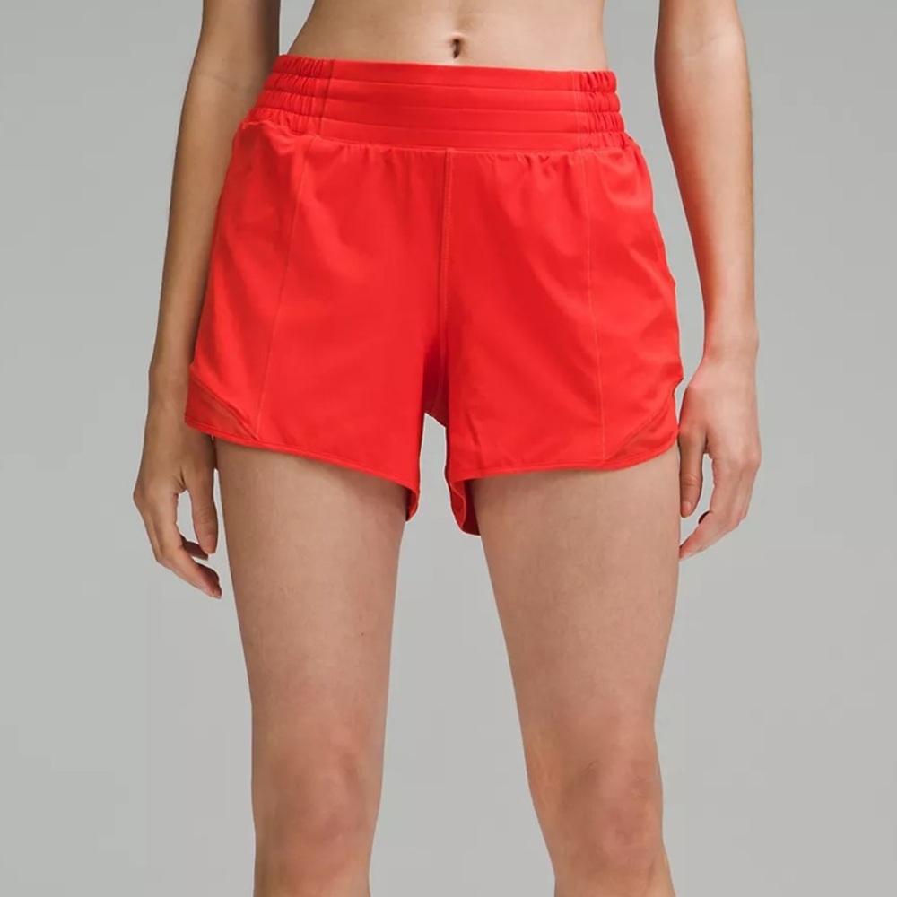 Lululemon Hotty Hot High-Rise Lined Short 4" Red